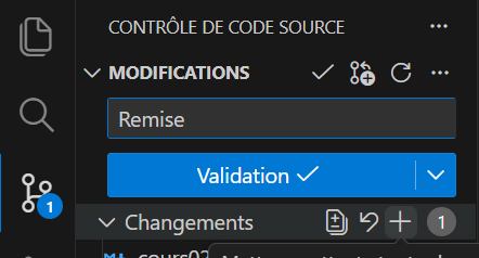 git [+], commit Remise, [...], push