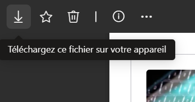 Icone en haut à droite pour télécharger le fichier