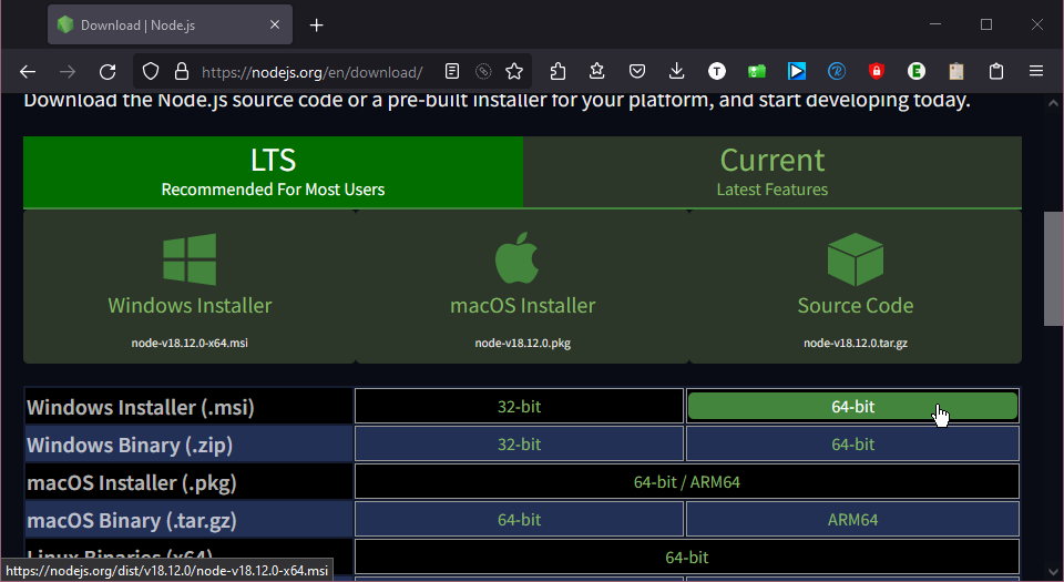 Installation de Node.js