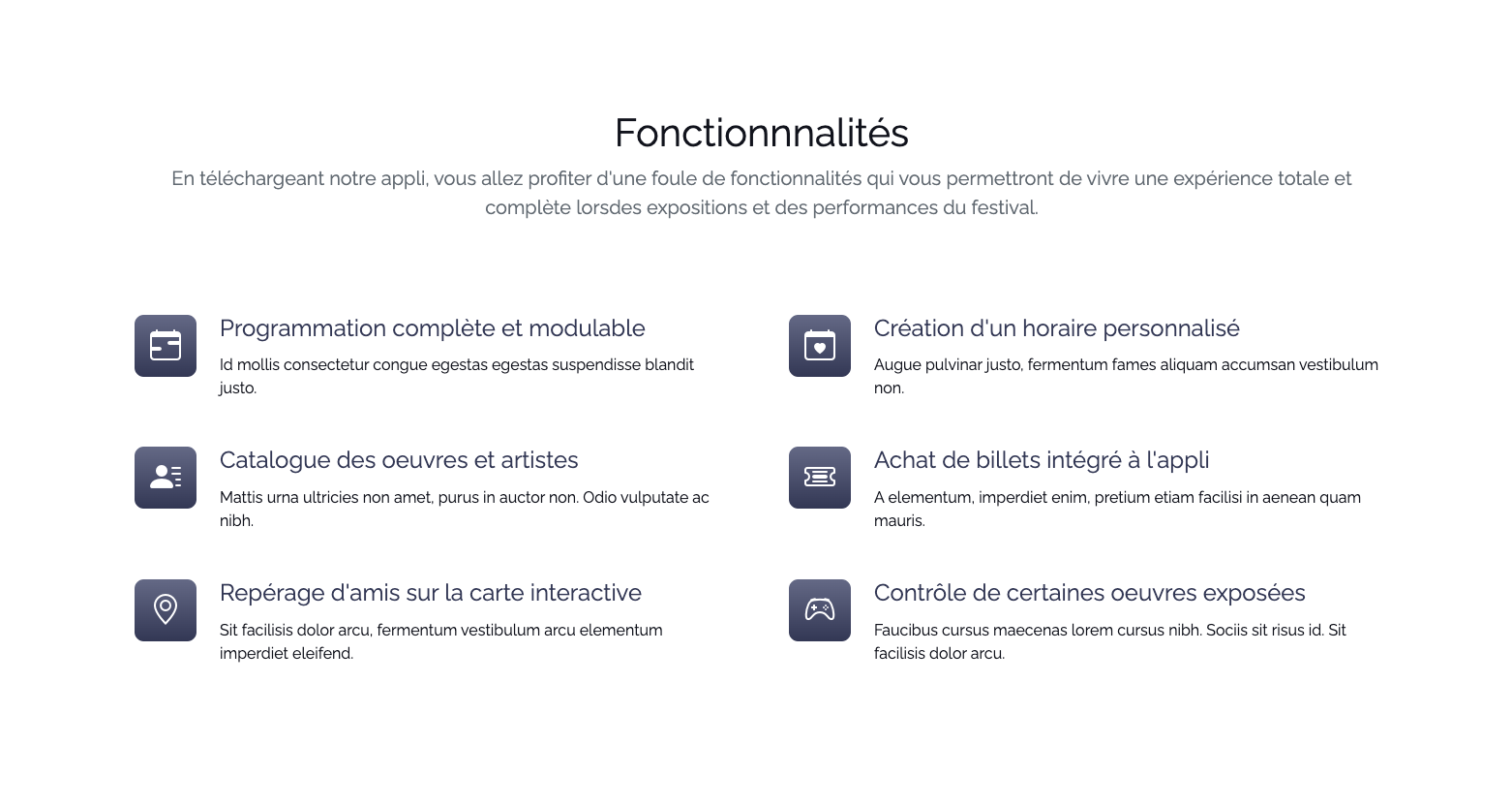 Exemple2 de la section fonctionnalités