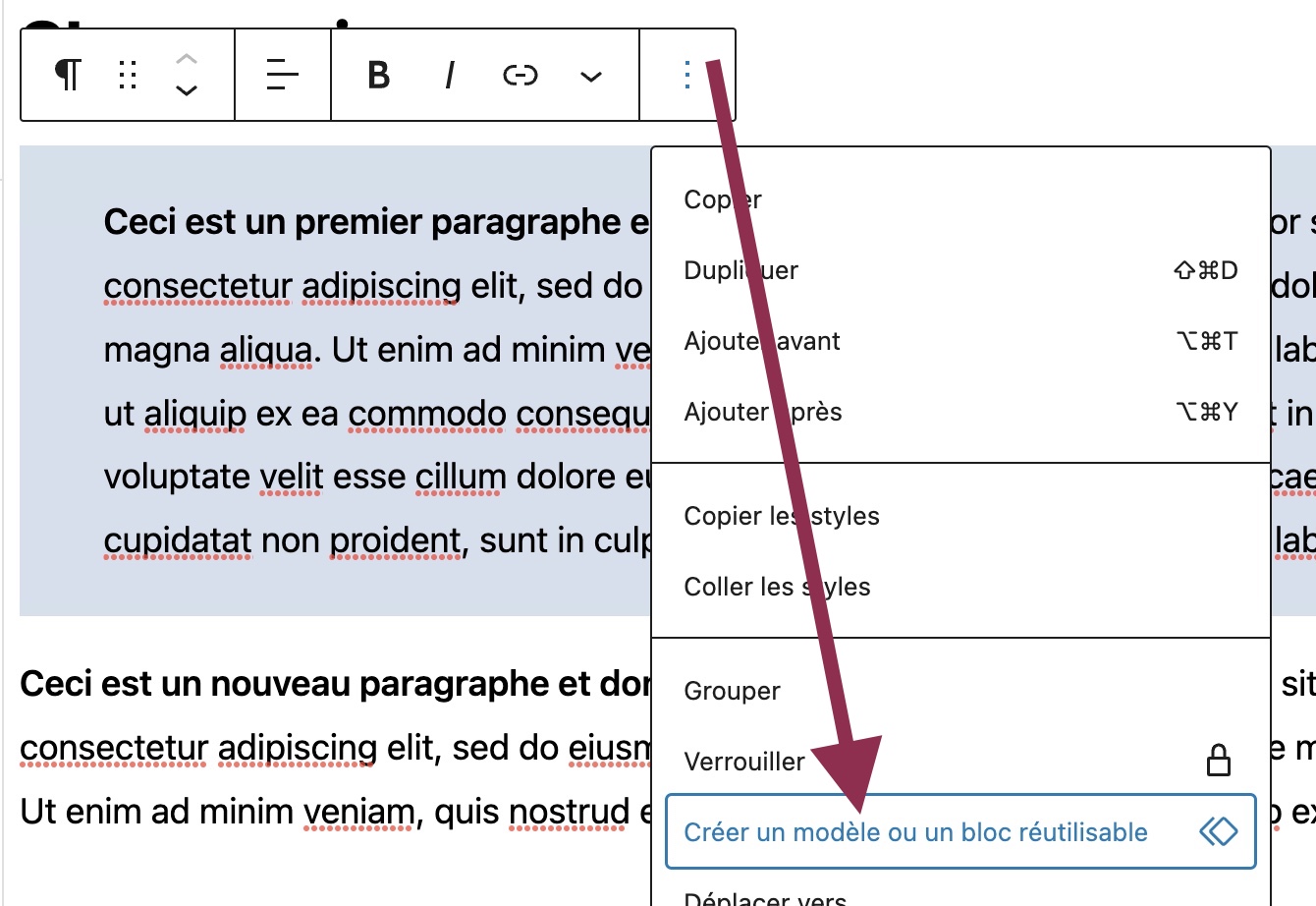 bloc réutilisable